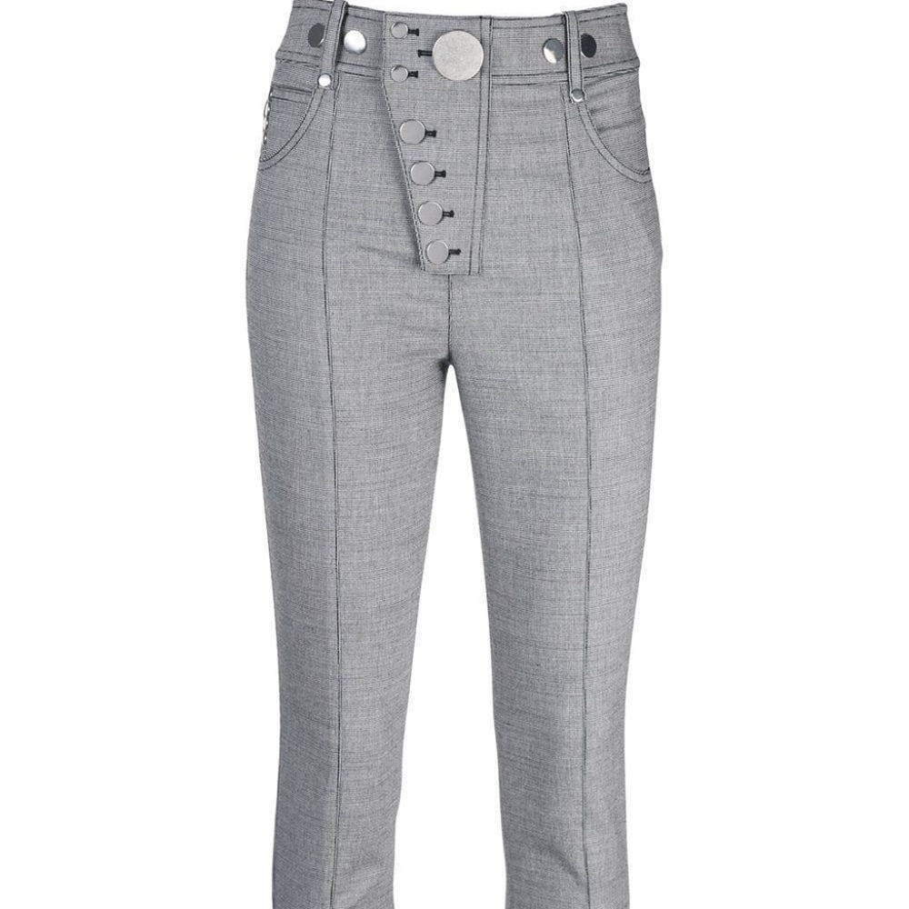 alexander wang • high-waisted houndstooth trousers • grey/black • size 2